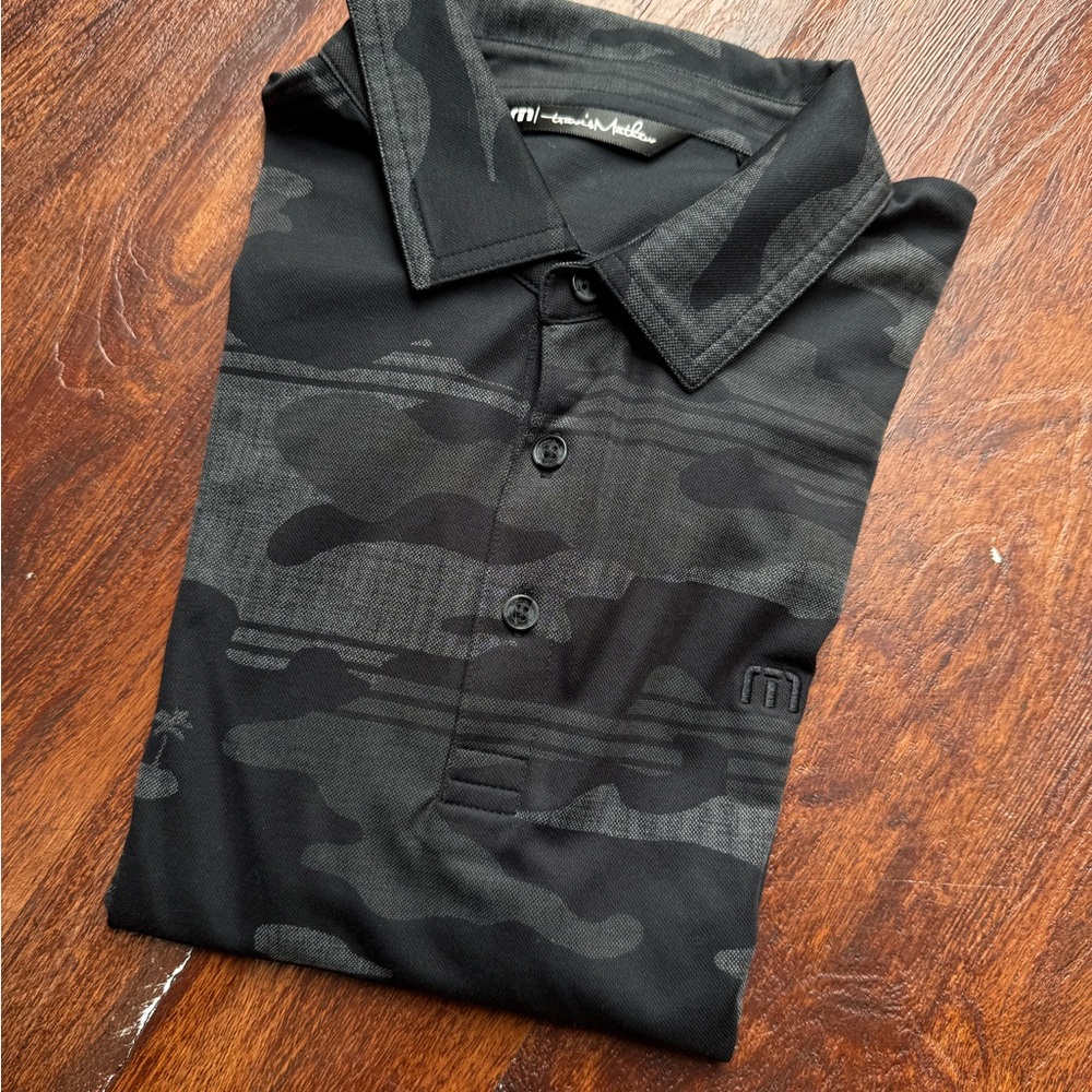 Travis Mathew Black & Gray Camo Performance Polo